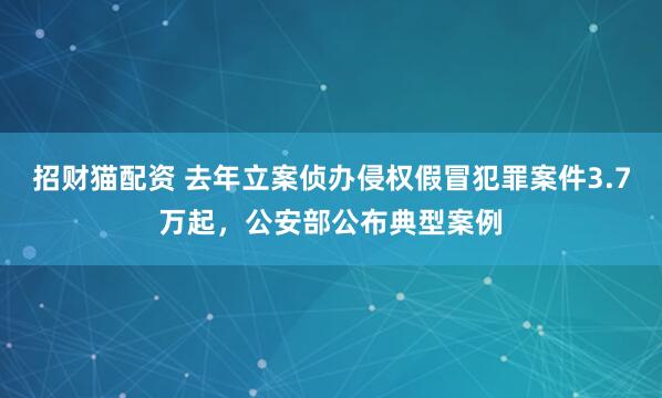 招财猫配资 去年立案侦办侵权假冒犯罪案件3.7万起，公安部公布典型案例