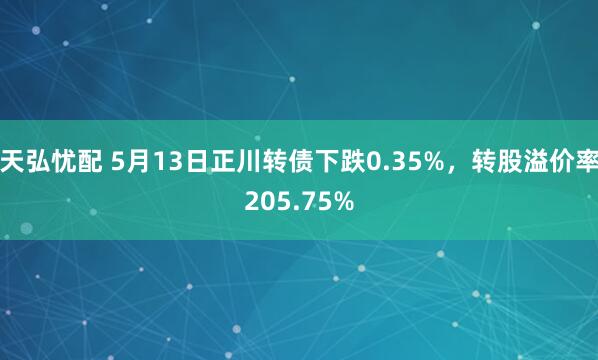 天弘忧配 5月13日正川转债下跌0.35%，转股溢价率205.75%