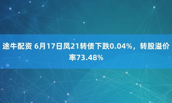 途牛配资 6月17日凤21转债下跌0.04%,转股溢价率73.48%